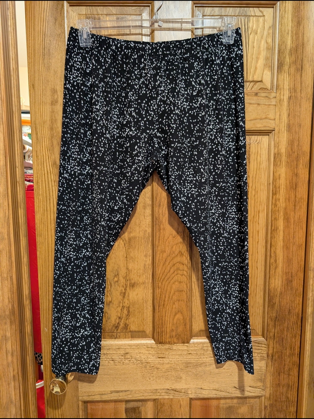 Black Leggings with White Speckle Print